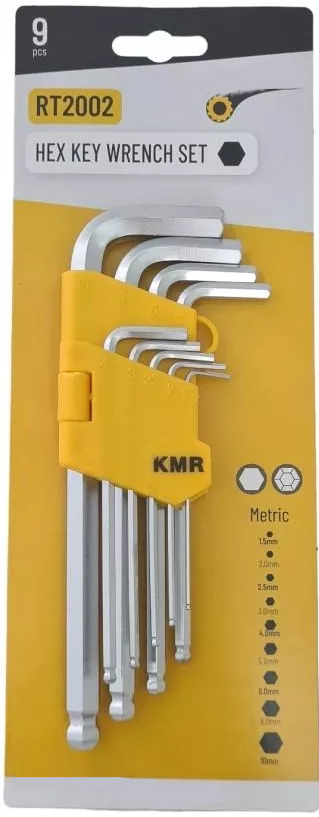 Imbuszkulcs k&eacute;szlet 9 r&eacute;szes 1,5-10 mm, hossz&uacute;